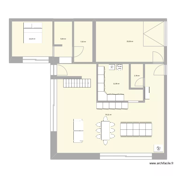 rdc sdmp. Floor plan with 7  and 137 m²