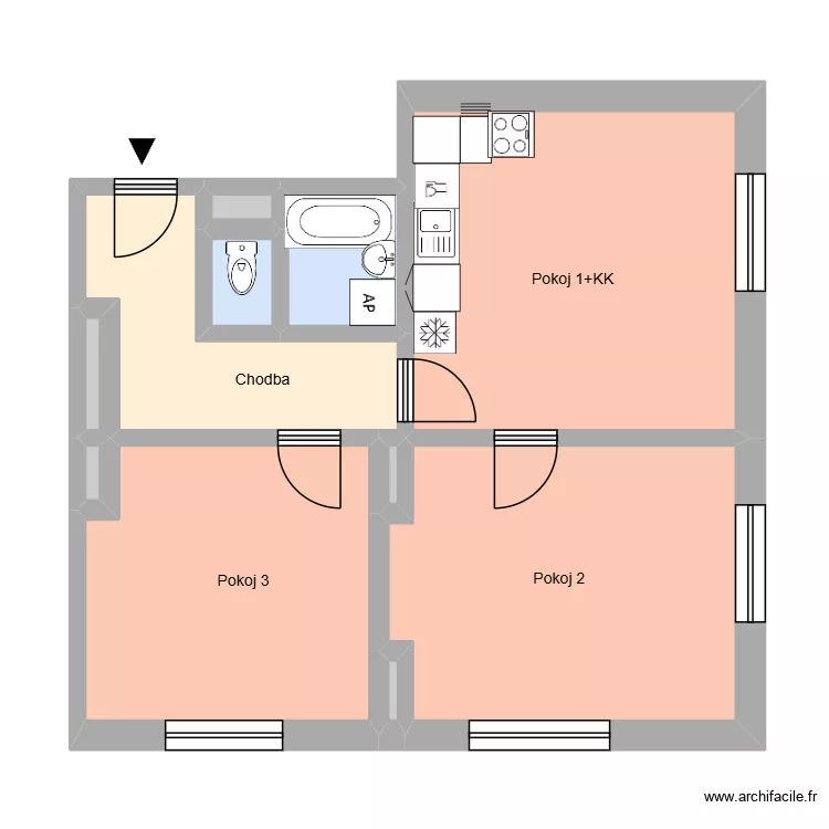 Budovatelská 469 byt 5 3+KK. Floor plan with Budovatelská 469 byt 5 3+KK. Floor plan with