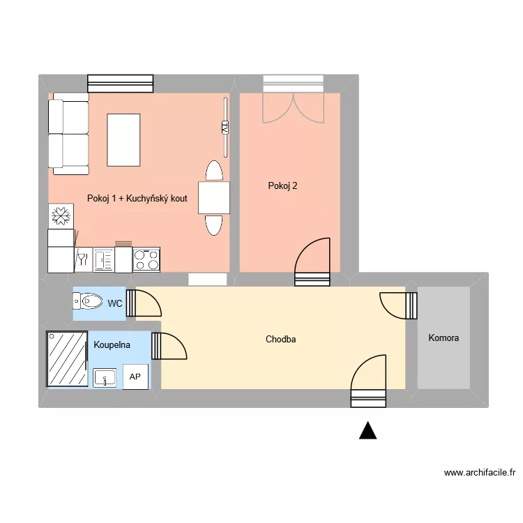Havl&iacute;čkovo n&aacute;měst&iacute; 795 byt 6 OV. Floor plan with 