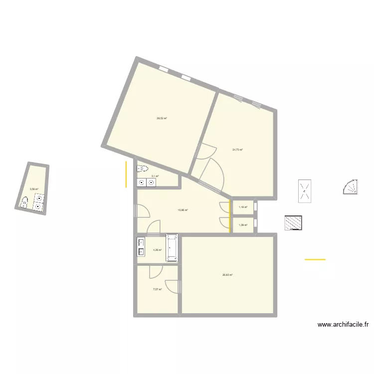 Stitneho 12. Floor plan with 10  and 117 m²