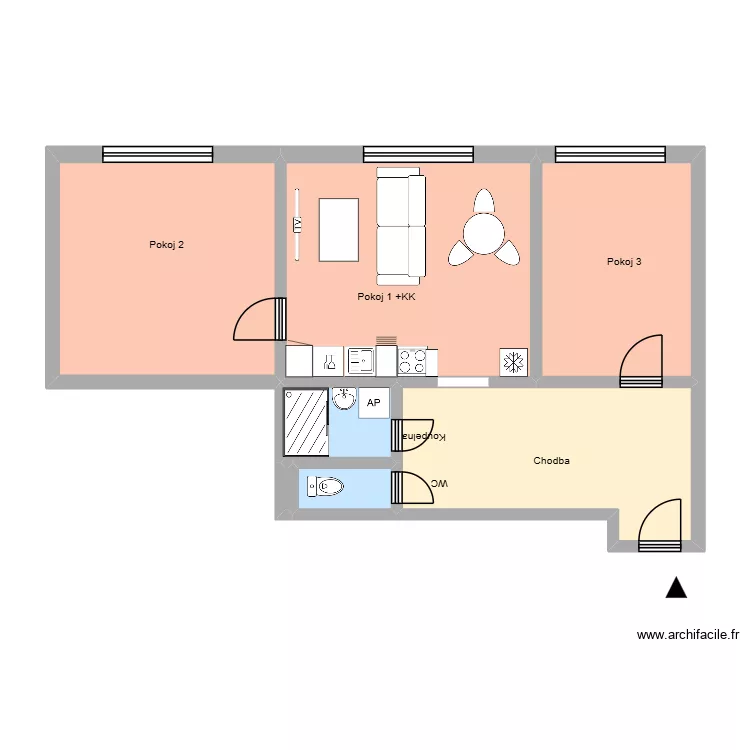 17.listopadu 593 byt 17. Floor plan with 