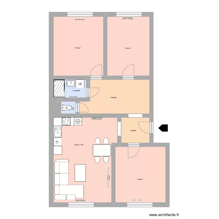 Hlavn&iacute; tř&iacute;da 583 byt 3 OV. Floor plan with 9  and 84 m²