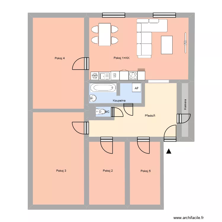 Jana Wericha 444 byt 3 HA. Floor plan with 14  and 232 m²