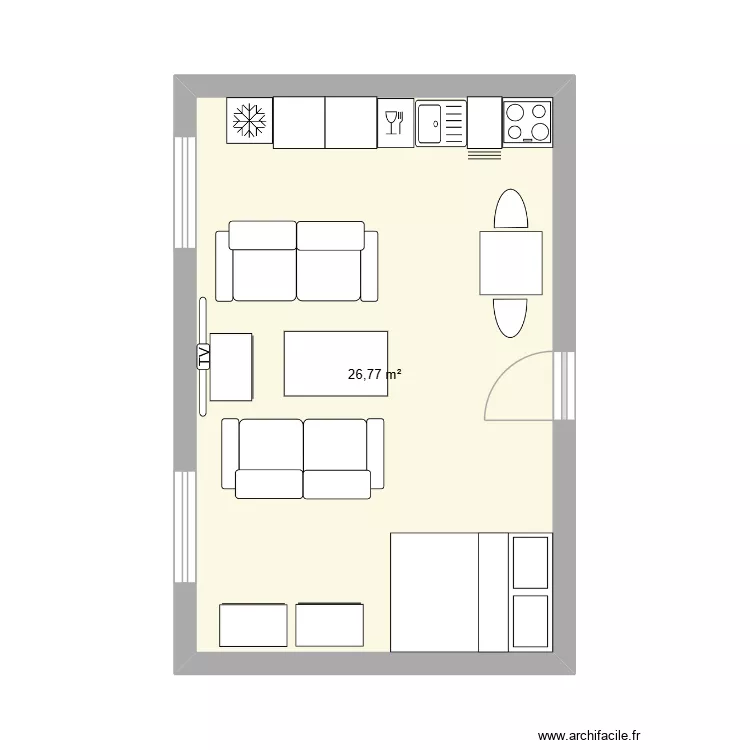 Matěje Kopeck&eacute;ho 605 byt 6 Kuchyň. Floor plan with 1  and 27 m²