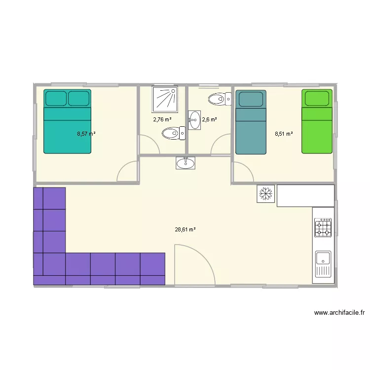 POP. Floor plan with 5  and 51 m²