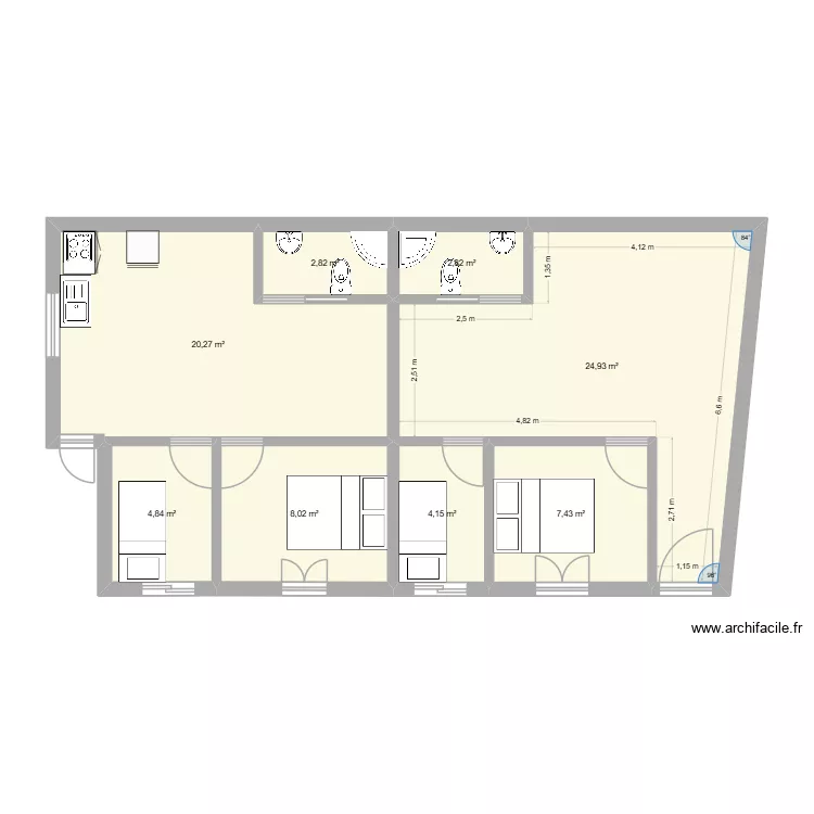 Planta2. Floor plan with 8  and 75 m²