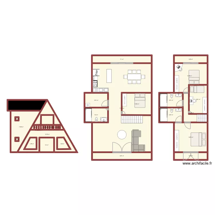 chale. Floor plan with 31  and 215 m²