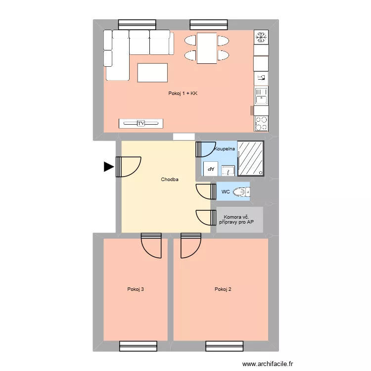 Havl&iacute;čkovo n&aacute;m 739 byt 12, OV. Floor plan with 