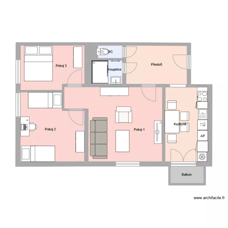 Komensk&eacute;ho 667 byt 10 OV. Floor plan with 10  and 62 m²