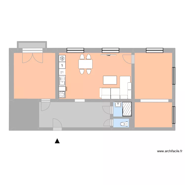 Komensk&eacute;ho 608 byt 11  3+O skut. Floor plan with 