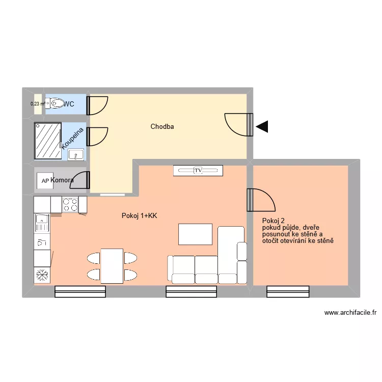 N&aacute;lepkova 864 byt 2 OV. Floor plan with 