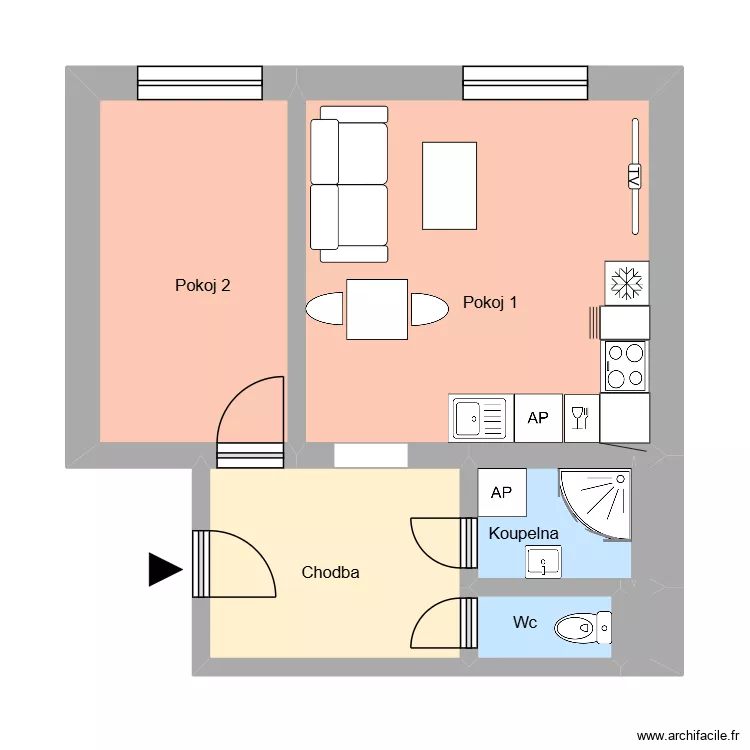 Al&scaron;ova 525 byt 9 OV. Floor plan with 