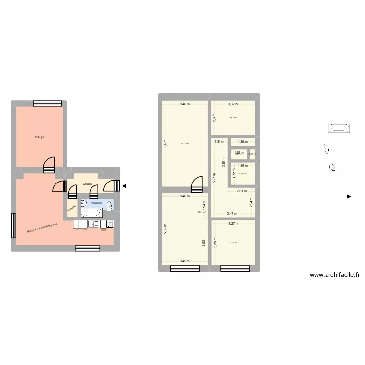 Hlavn&iacute; tř&iacute;da 840 byt 4. Floor plan with 
