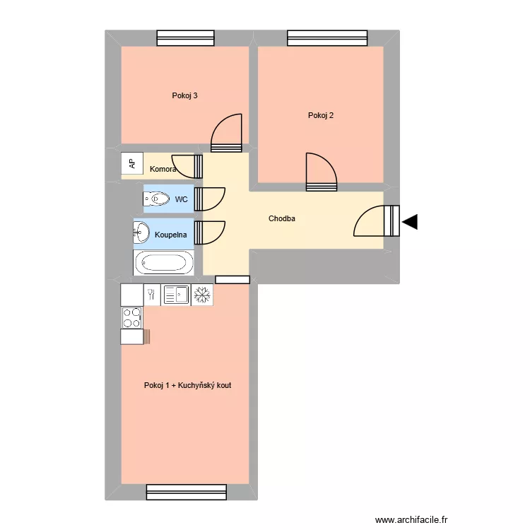 Bieblova 625 byt 5, HA. Floor plan with 