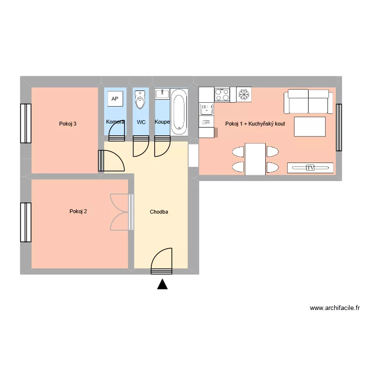 Slav&iacute;čkova 2359 byt 1 OV. Floor plan with 11  and 179 m²