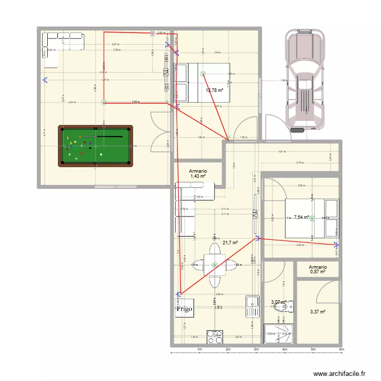 Casa  Colmbia. Floor plan with 8  and 76 m²