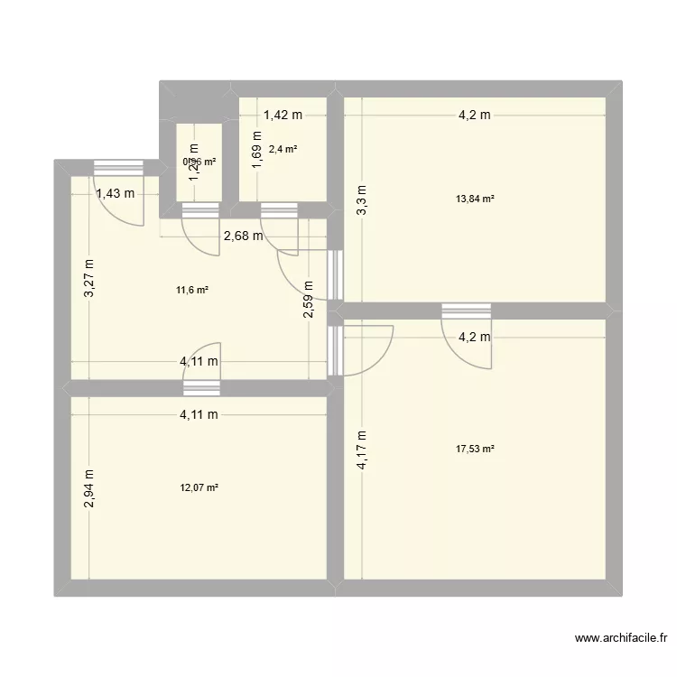 Opletalova 801 byt 16 OV. Floor plan with 7  and 59 m²