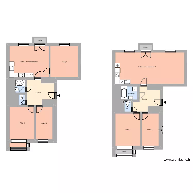 30.dubna 2307, byt 3 3KK. Floor plan with 