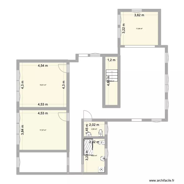 Reudlen. Floor plan with 6  and 64 m²