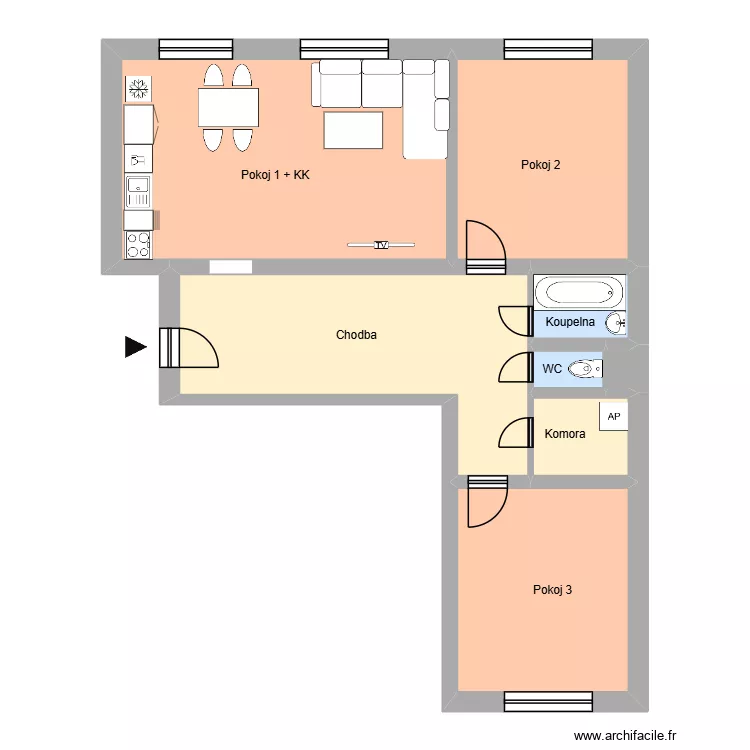 N&aacute;měst&iacute; Jana Nerudy 617 byt 5 OV. Floor plan with 