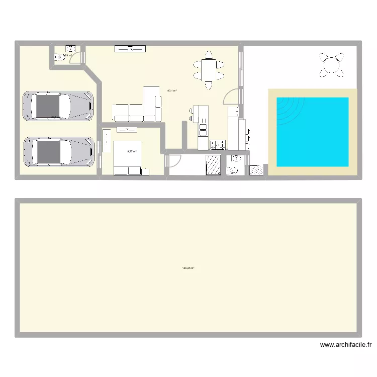 proyecto x. Floor plan with 5  and 230 m²