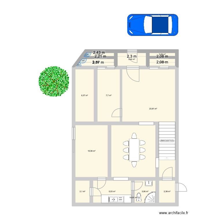 TENGCO HOUSE. Plan de 14 pièces et 83 m2