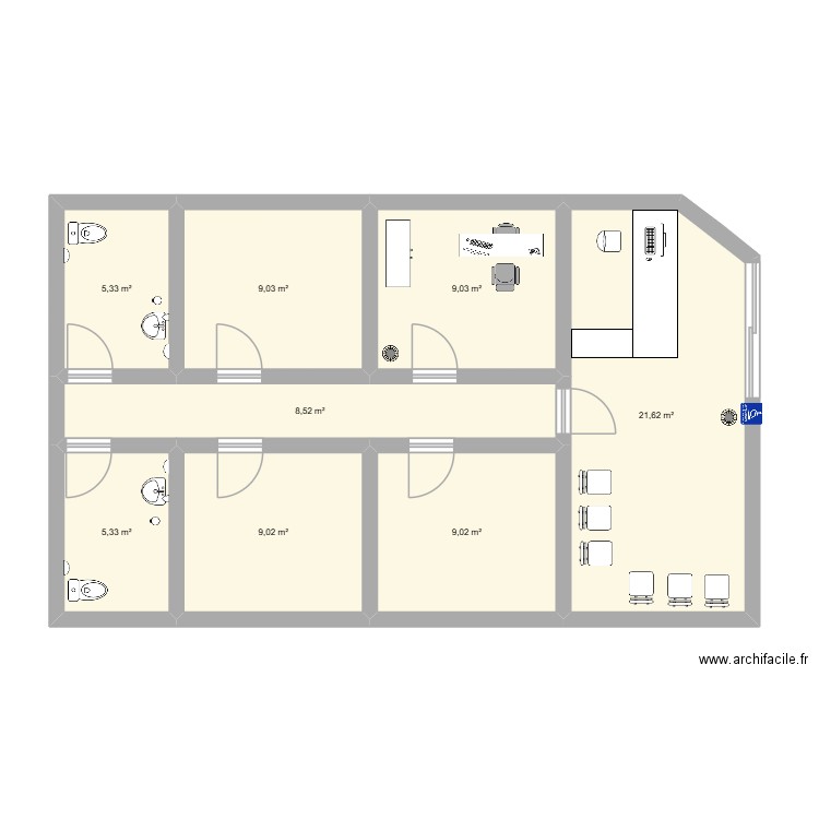 consulta psico. Plan de 8 pièces et 77 m2