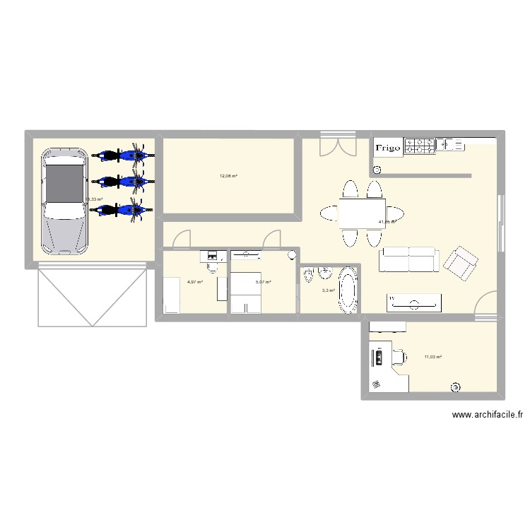 casa casa. Plan de 7 pièces et 97 m2