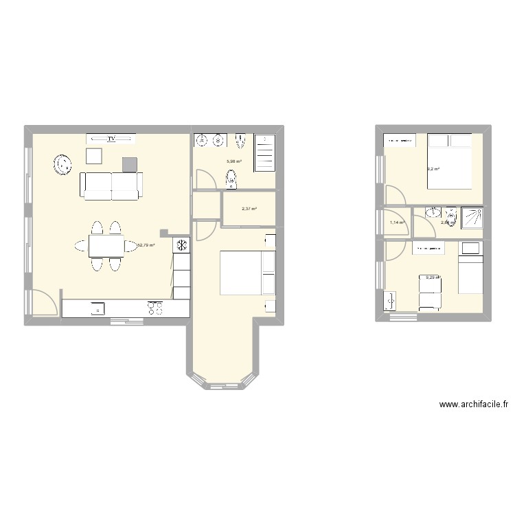 Planta Baja. Plan de 7 pièces et 84 m2