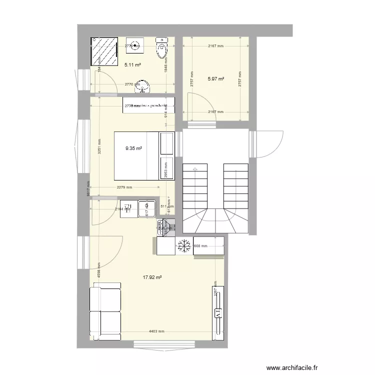 Einliegewohnung. Grundriss mit 