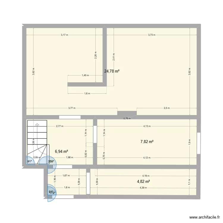 Ziethener Stra&szlig;e 90. Grundriss mit 4  und 44 m²