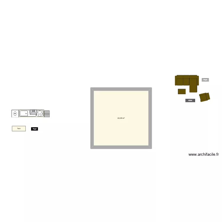 K&uuml;che. Grundriss mit 1  und 23 m²