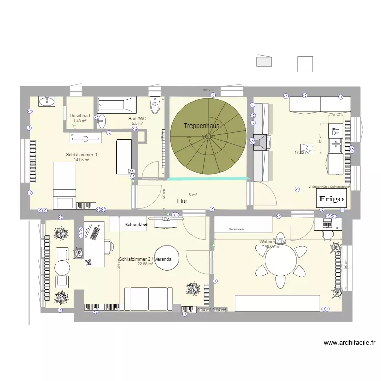 B 79 1 OG. Grundriss mit 