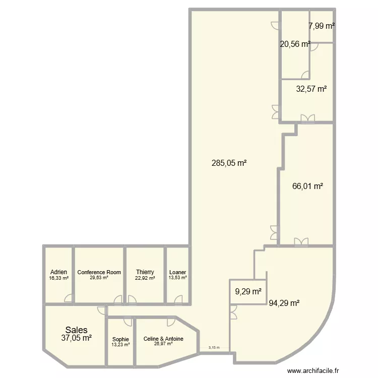 FIM final. Grundriss mit 14  und 675 m²