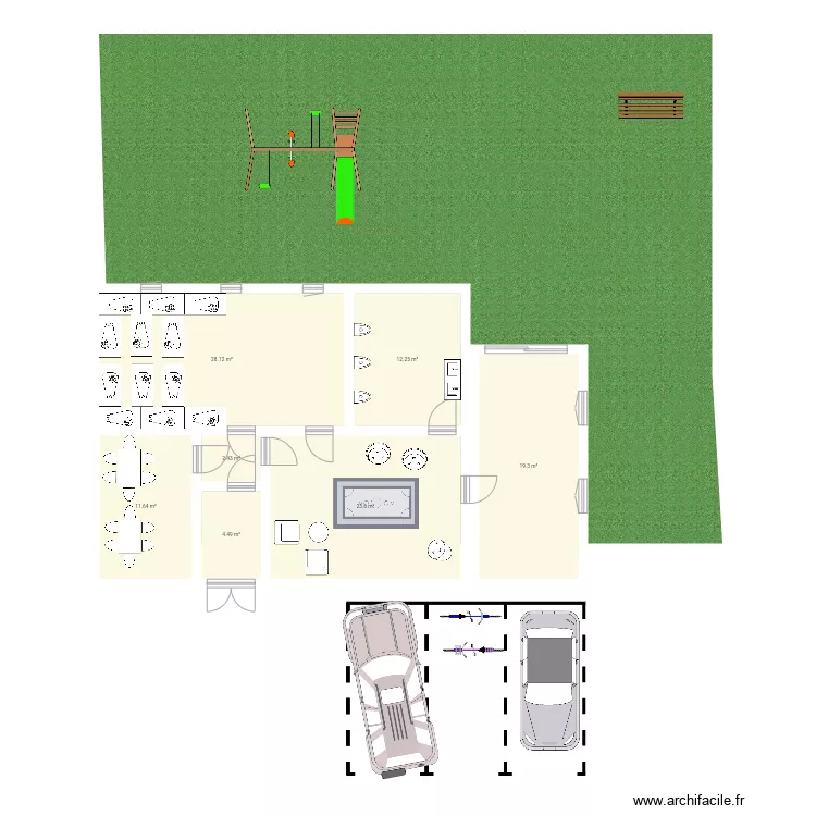 Kindergarten 12 Kinder. Grundriss mit Kindergarten 12 Kinder. Grundriss mit