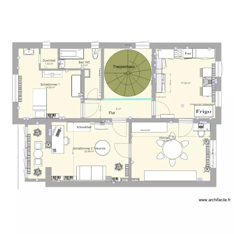 B 79 1 OG v2. Grundriss mit 