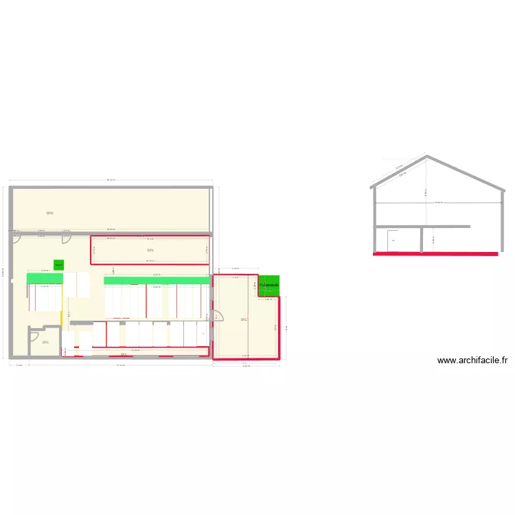 12 Mutterk&uuml;he Liegeboxen Liegeboxen an der Wand. Grundriss mit 5  und 385 m²
