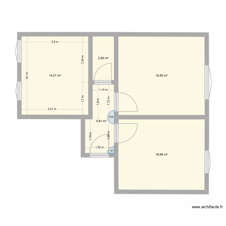WK15-1. Grundriss mit 5 Räume und 57 m² WK15-1. Grundriss mit 5 Räume und 57 m²