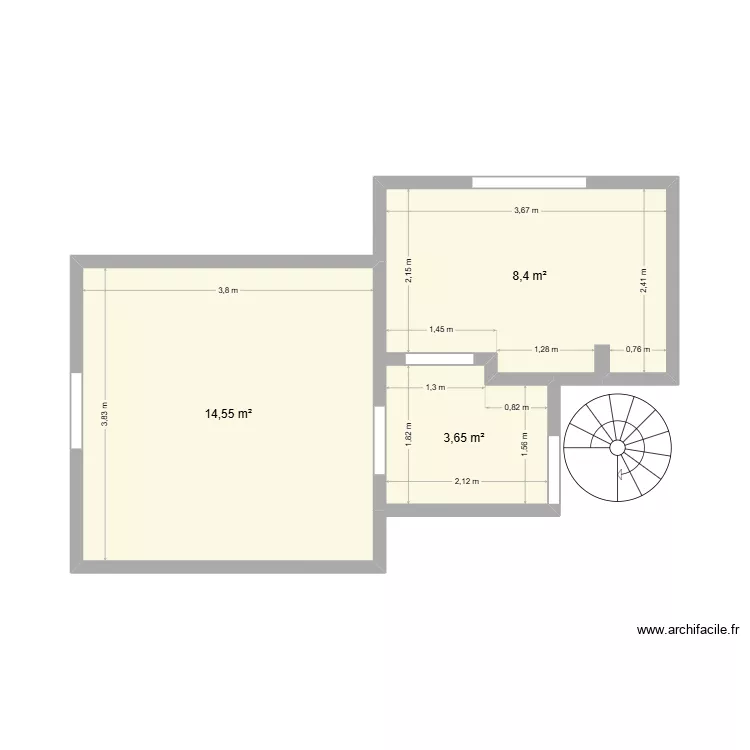 Ziethener Stra&szlig;e 92 vorne DG. Grundriss mit 3  und 27 m²
