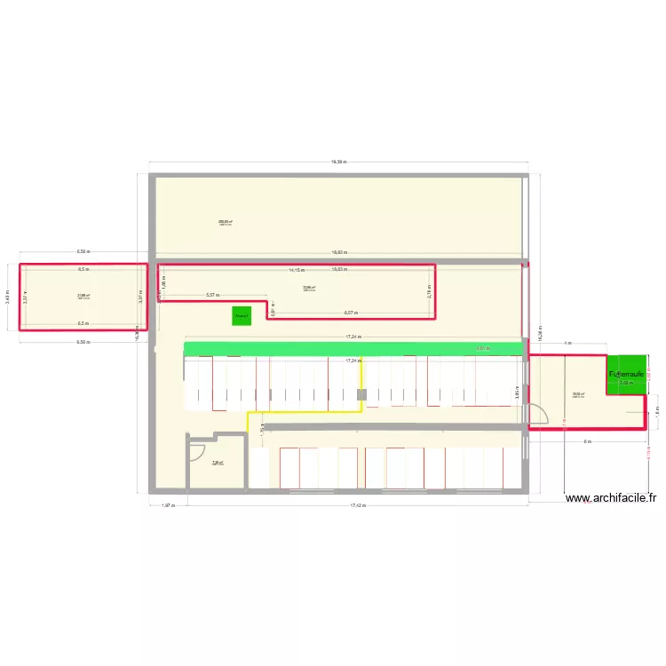 13 400 und 12 &uuml;ber 400kg nach Hinten Tiefstroh. Grundriss mit 5  und 372 m²