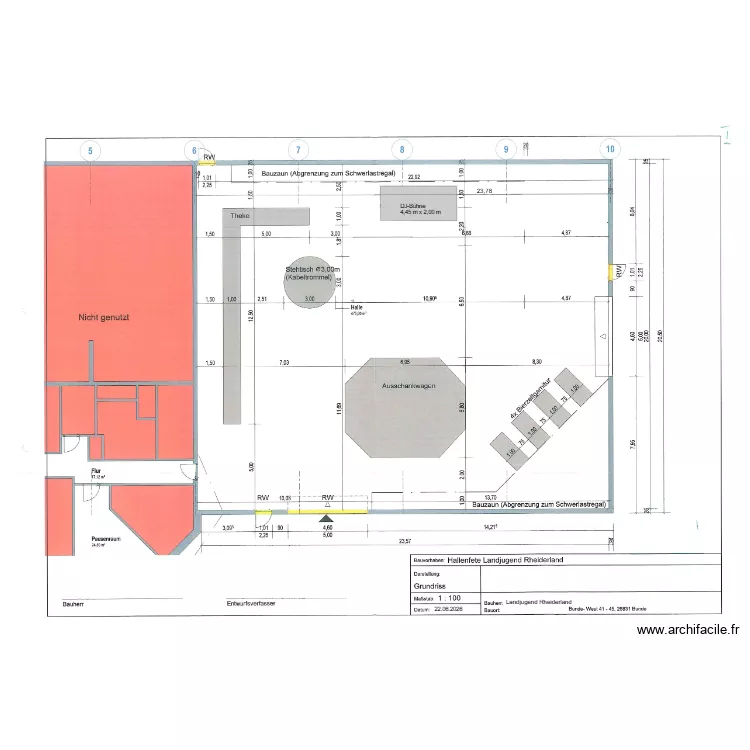 Grundriss Hallenfete Bunde. Grundriss mit 