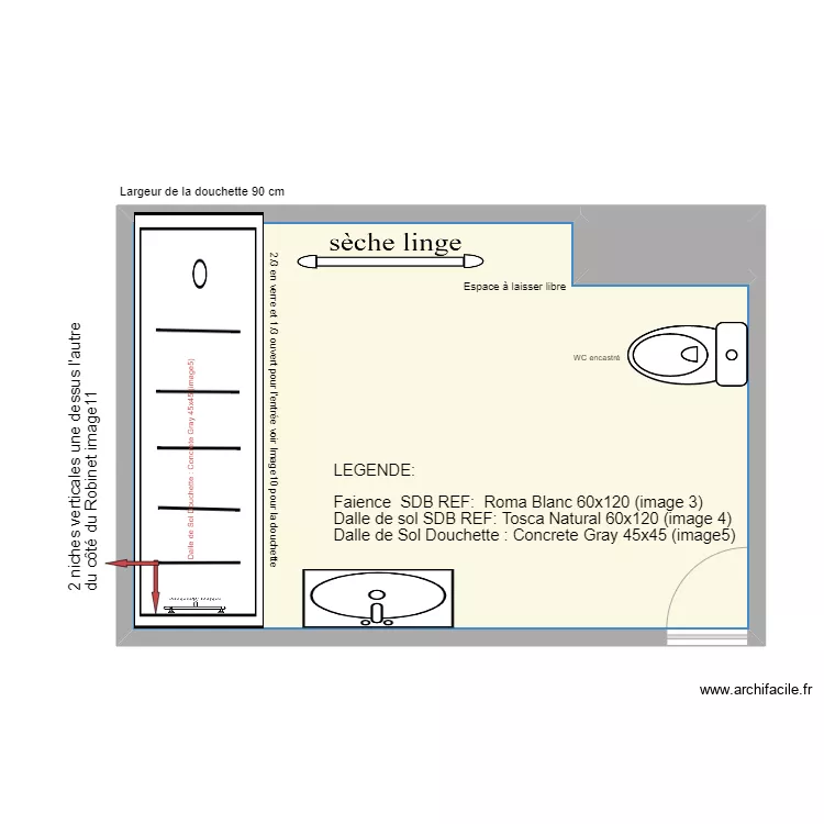 Douche. Grundriss mit 