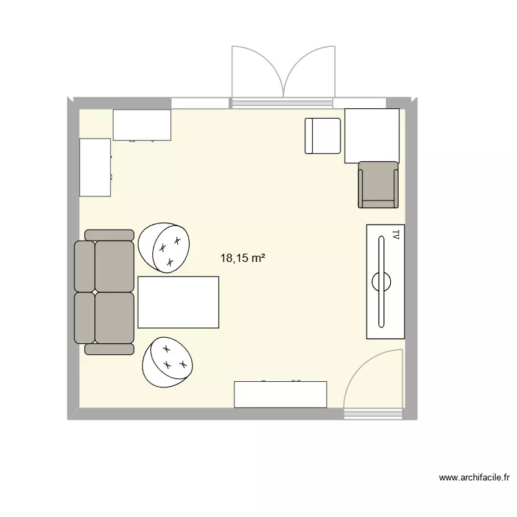 Wohnzimmer 4. Grundriss mit 1 und 18 m² Wohnzimmer 4. Grundriss mit 1 und 18 m²