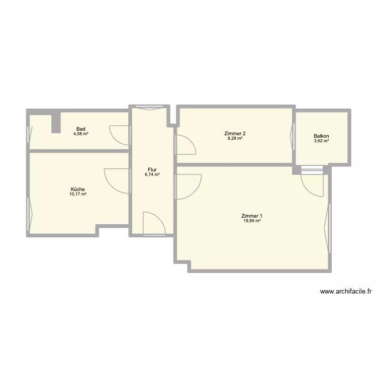 Oma Wohnung. Grundriss mit 6  und 53 m²