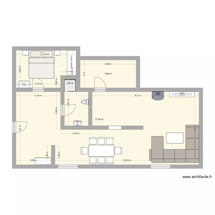 aw1. Grundriss mit 2 Räume und 85 m²