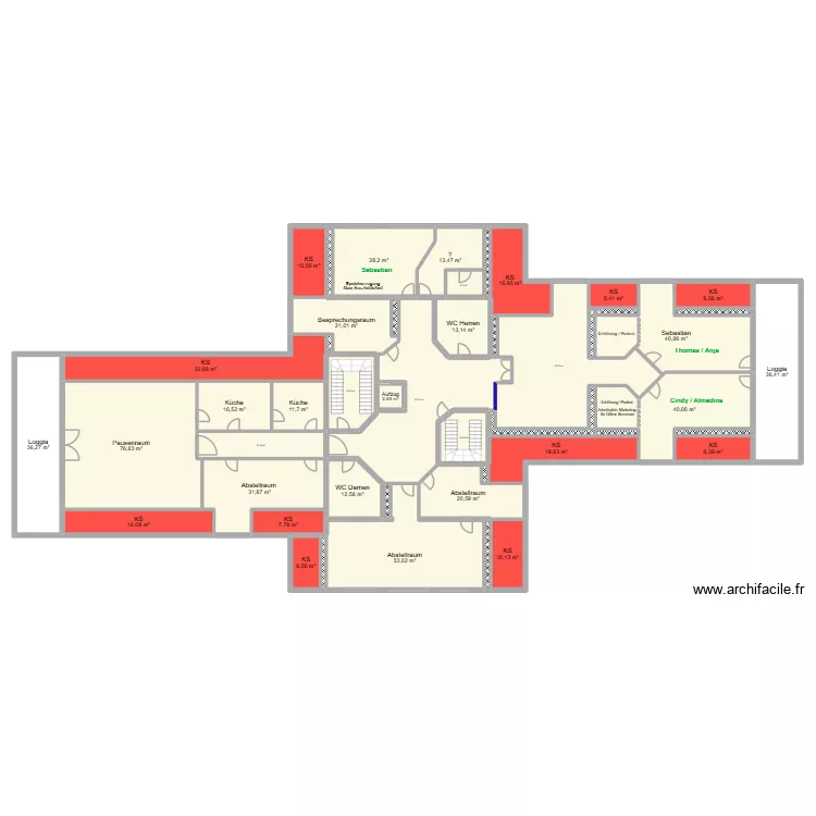 Vistec Dachgeschoss ohne HB v2. Grundriss mit 48 Räume und 788 m² Vistec Dachgeschoss ohne HB v2. Grundriss mit 48 Räume und 788 m²