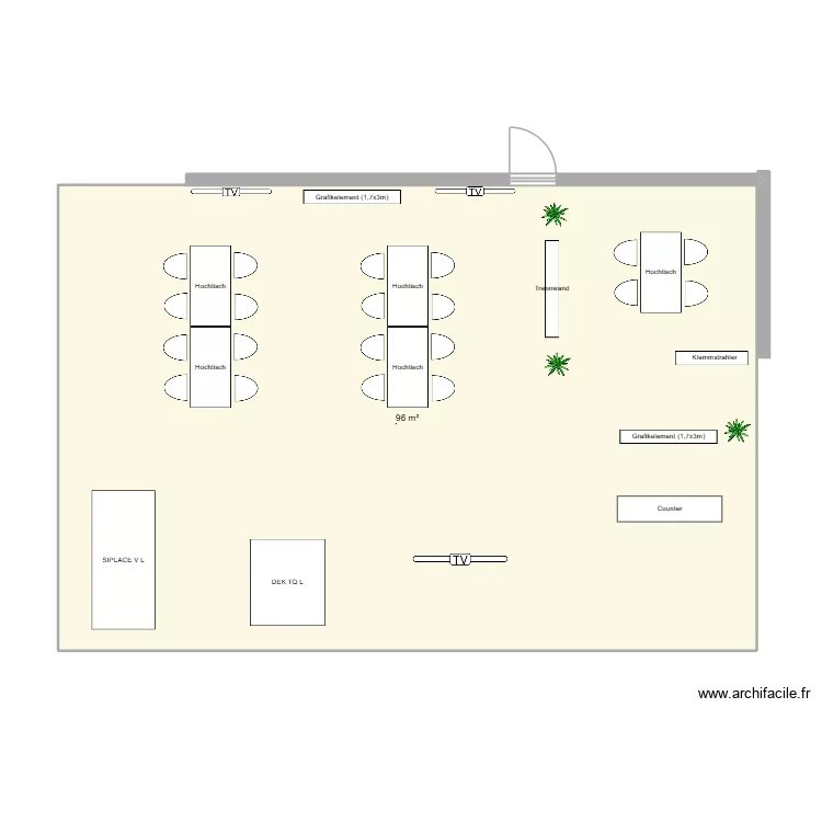 Stand #2. Grundriss mit 1 und 96 m² Stand #2. Grundriss mit 1 und 96 m²