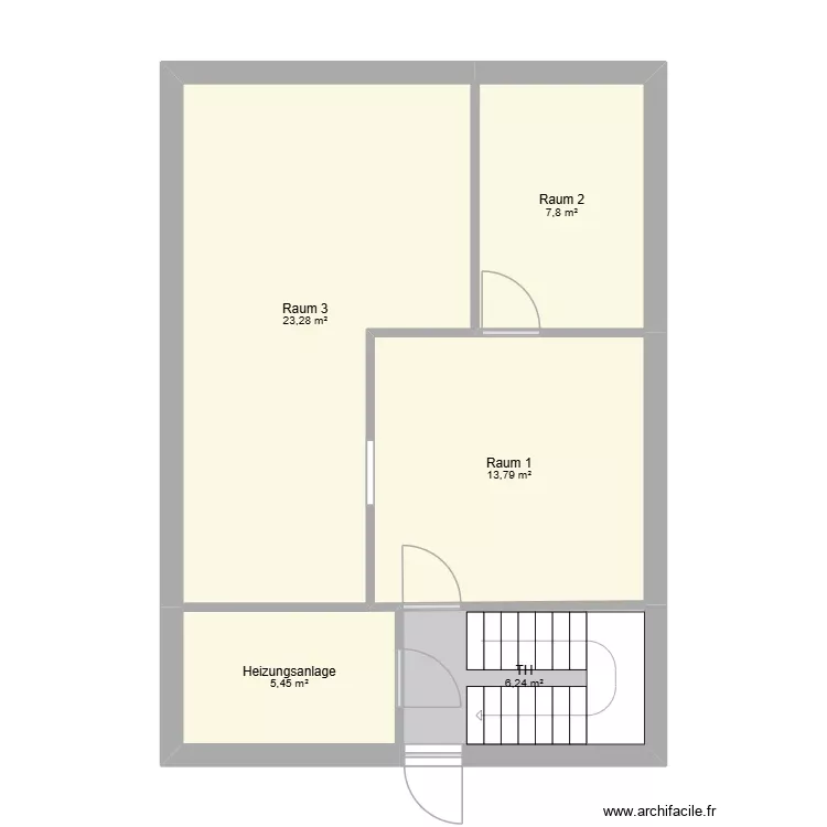 Keller. Grundriss mit 5 Räume und 57 m² Keller. Grundriss mit 5 Räume und 57 m²