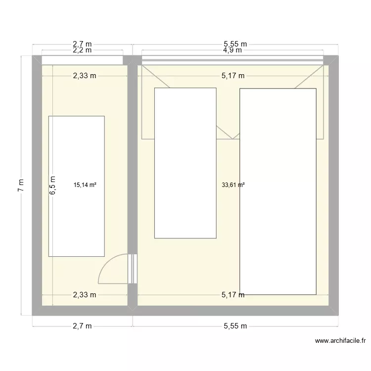 Holzlager. Grundriss mit 2 Räume und 49 m² Holzlager. Grundriss mit 2 Räume und 49 m²