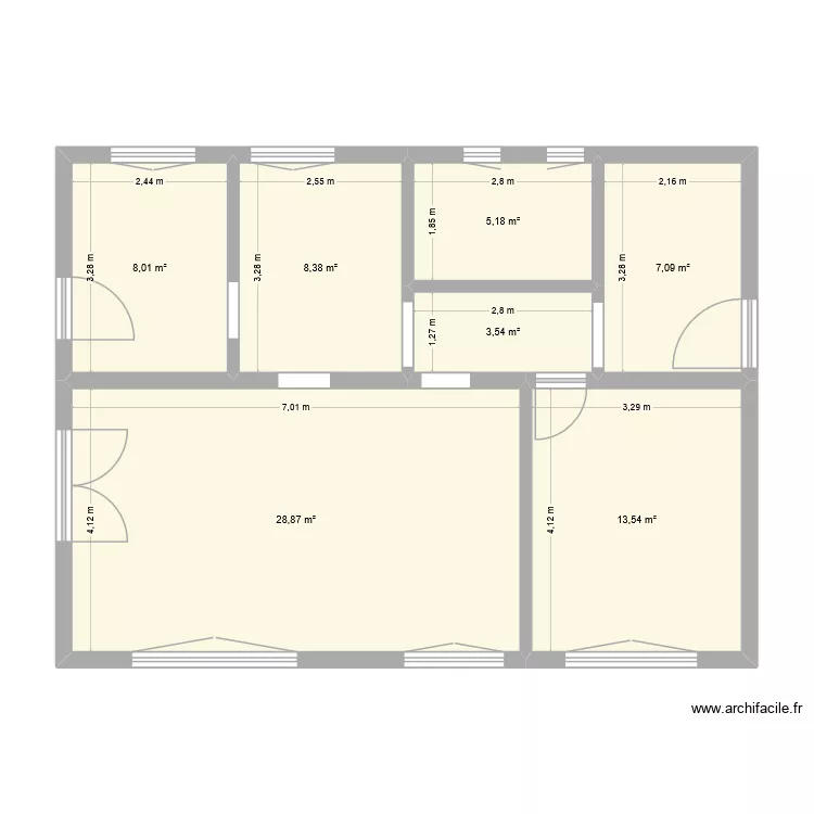 EG-01. Grundriss mit 7  und 75 m²